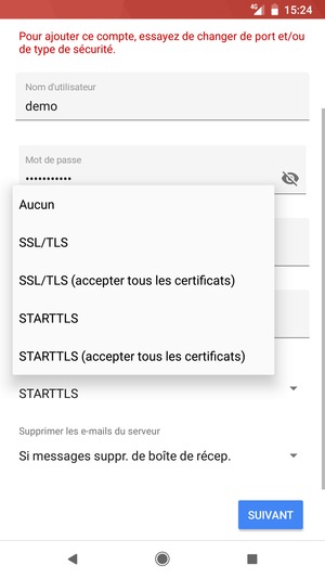 Sélectionnez Aucun puis SUIVANT