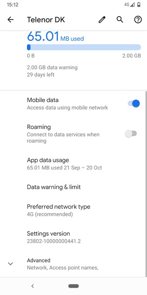 To change network if network problems occur, select Advanced
