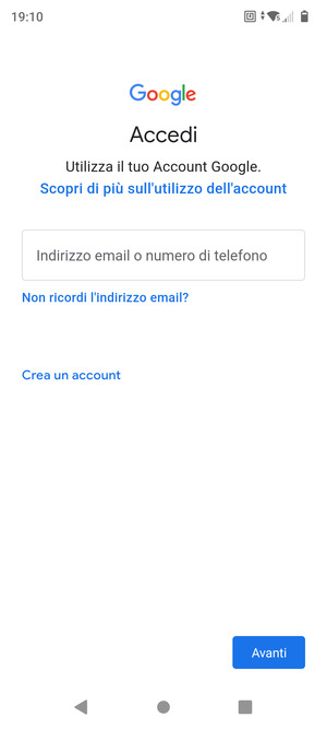 Inserisci il tuo indirizzo Gmail e seleziona Avanti
