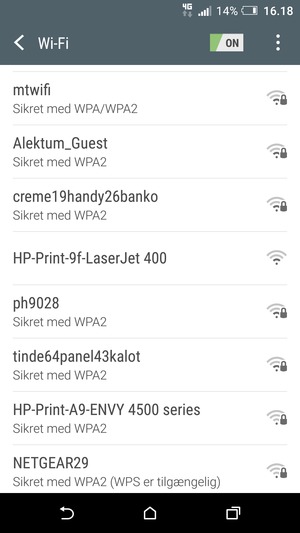 Vælg det trådløse netværk, du ønsker at oprette forbindelse til