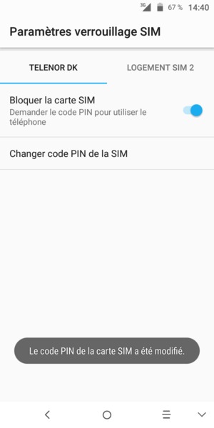 Votre code PIN de la carte SIM a été modifié