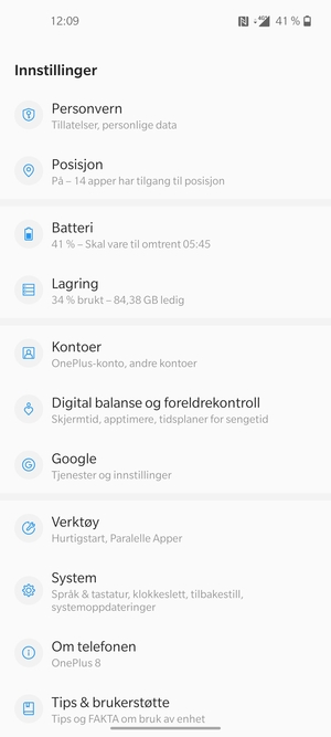 Bla til og velg System
