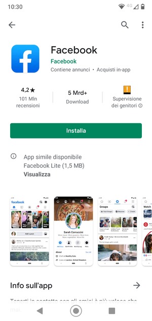 Seleziona Installa