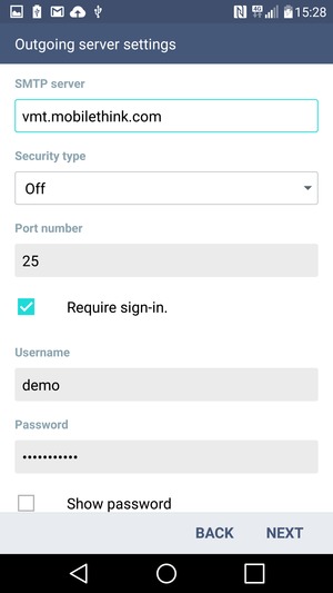 Enter Outgoing server address