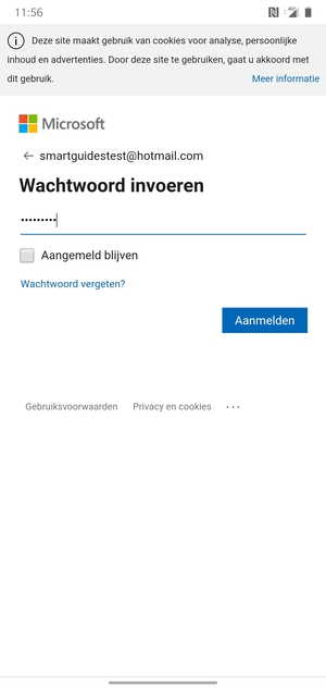 Voer uw wachtwoord in en selecteer Aanmelden