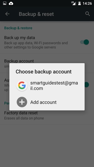 Select your backup account