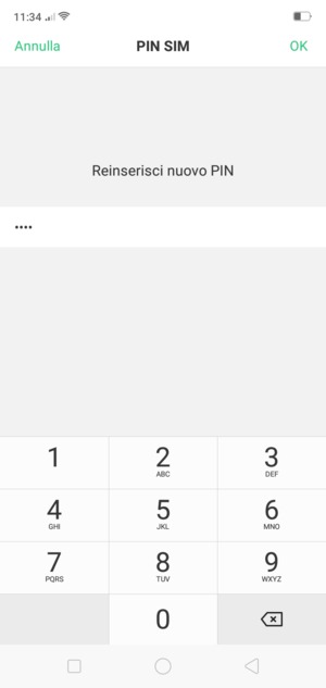 Conferma il nuovo PIN e seleziona OK