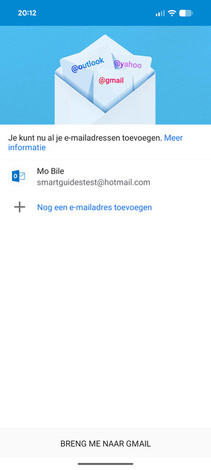 Selecteer BRENG ME NAAR GMAIL