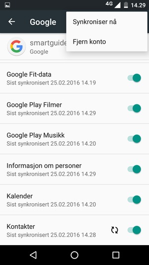 Velg Synkroniser nå
