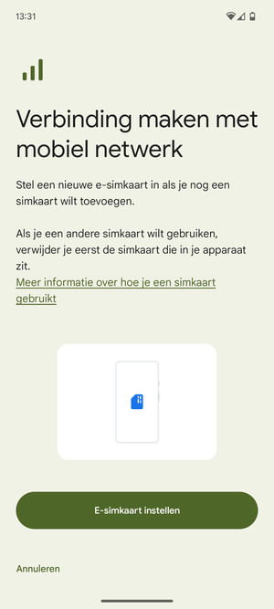 Selecteer E-simkaart instellen