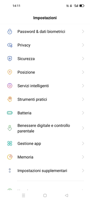 Scorri e seleziona Sicurezza