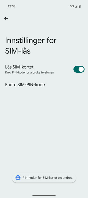 Din PIN-kode for SIM-kort er endret