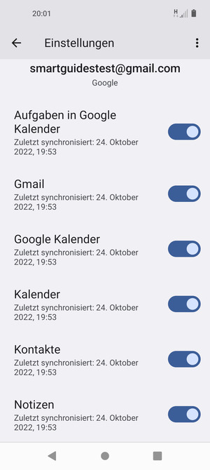 Stellen Sie sicher, dass Kontakte ausgewählt ist