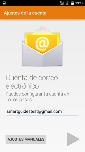 Introduzca su dirección de correo electrónico de Gmail o Hotmail y seleccione Siguiente