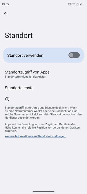 Schalten Sie Standort verwenden aus