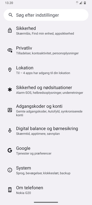 Scroll til og vælg System