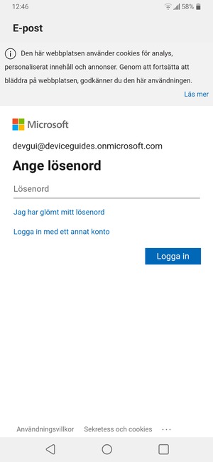 Ange ditt lösenord och välj Logga in