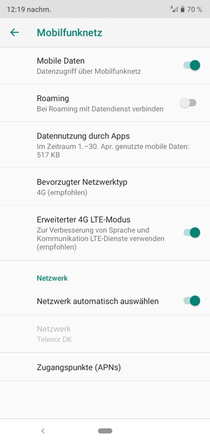 Scrollen Sie und wählen Sie Zugangspunkte (APNs)