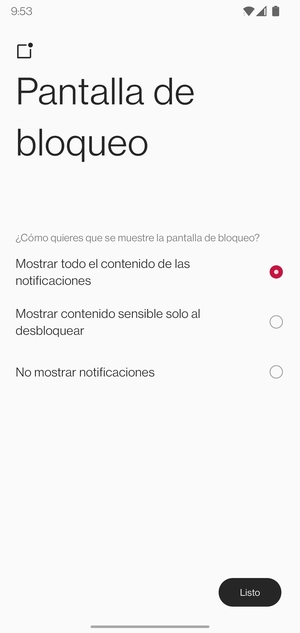 Seleccione la opción deseada y seleccione Listo