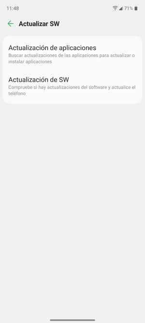 Seleccione Actualización de SW
