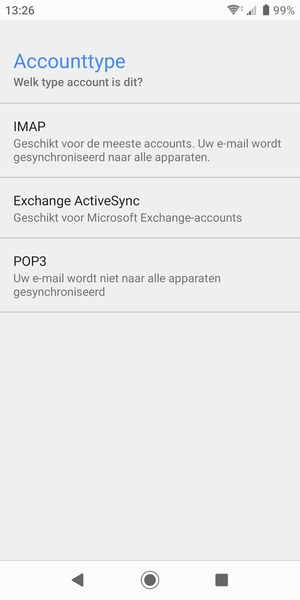 Selecteer Exchange ActiveSync