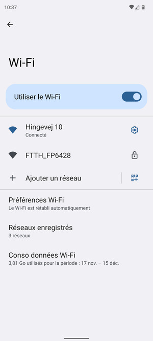 Vous êtes maintenant connecté au réseau Wi-Fi