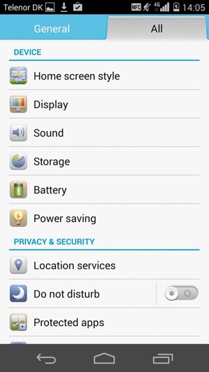 Scroll to and select Power saving