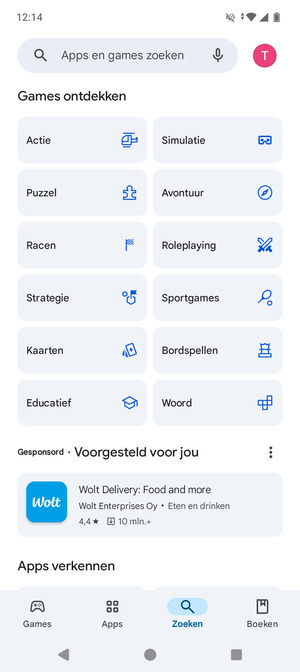 Selecteer de zoekbalk