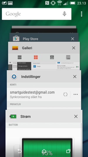 Vælg X-ikonet for at lukke alle åbne apps