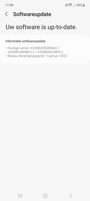 Als uw telefoon up-to-date is, zult u het volgende scherm zien