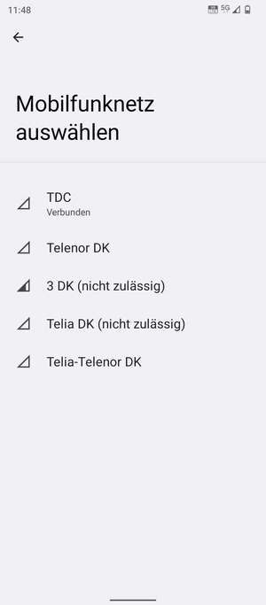 Wählen Sie einen Netzbetreiber von der Liste