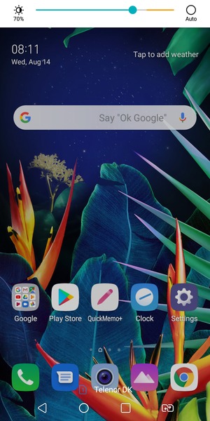 Slide down the top menu
