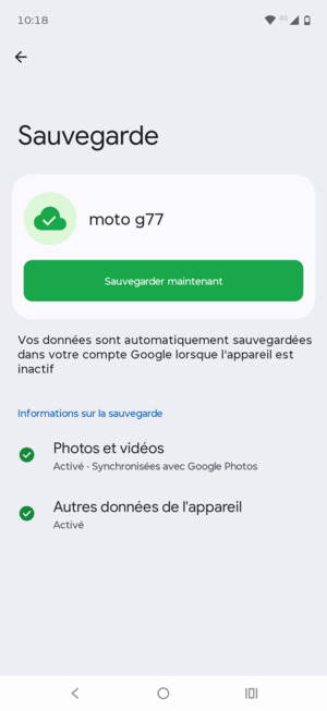 Sélectionnez Sauvegarder maintenant