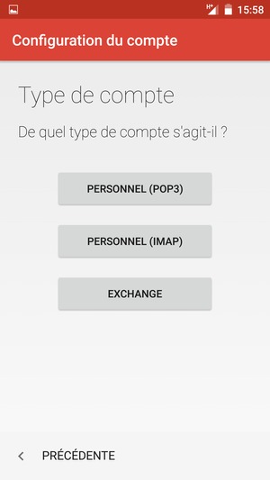 Sélectionnez PERSONNEL (POP3) ou PERSONNEL (IMAP)