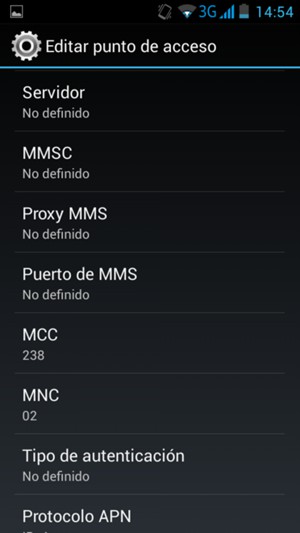 Desplácese hacia abajo e introduzca la información MMS