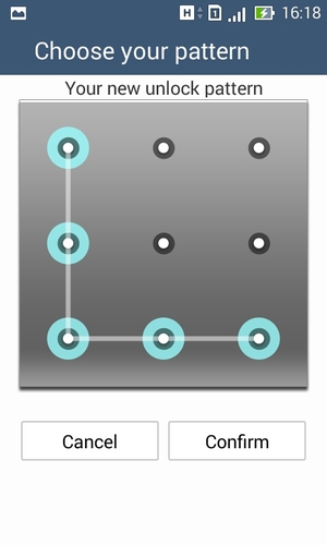 Draw the unlock pattern again and select Confirm