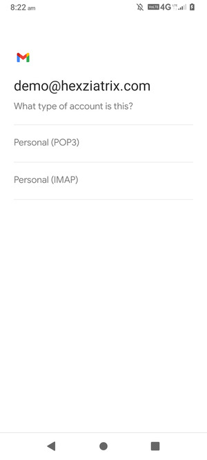 Select Personal (POP3) or Personal (IMAP)