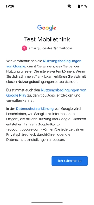 Wählen Sie Ich stimme zu
