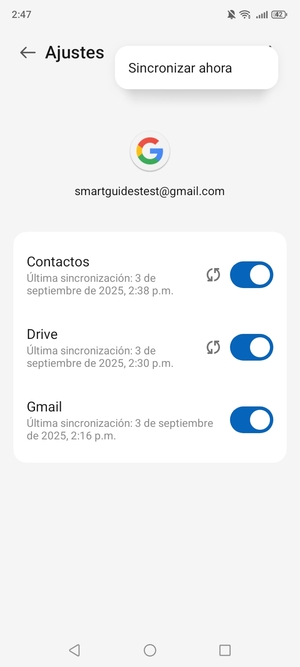 Seleccione Sincronizar ahora