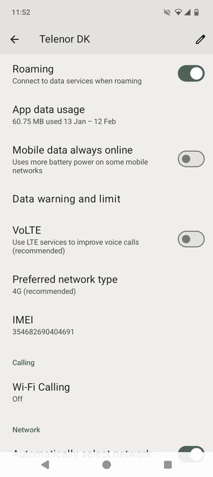 Turn Roaming on or off