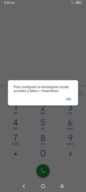 Si votre messagerie vocale n'est pas configurée, sélectionnez OK
