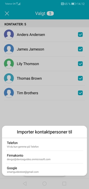 Vælg din Google konto