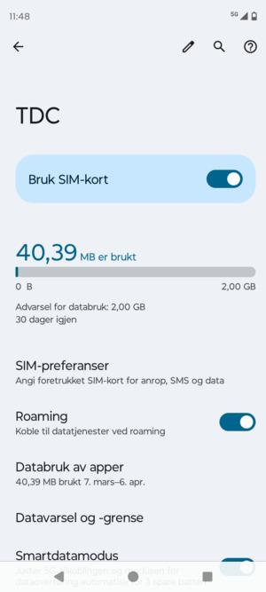 Slå Roaming på eller av