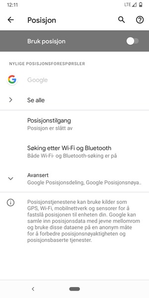 Slå av Bruk posisjon