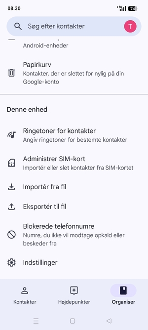 Scroll til og vælg Administrer SIM-kort