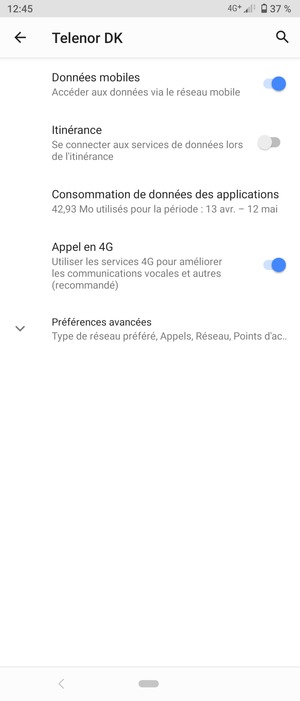 Sélectionnez Préférences avancées