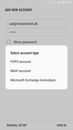 Select Microsoft Exchange ActiveSync