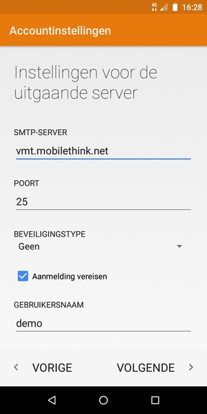 Voer Uitgaand serveradres in