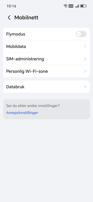 Velg SIM-administrering