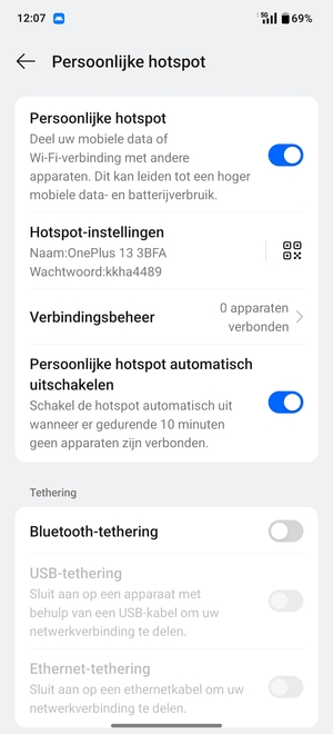 Uw telefoon is nu geïnstalleerd voor gebruik als modem